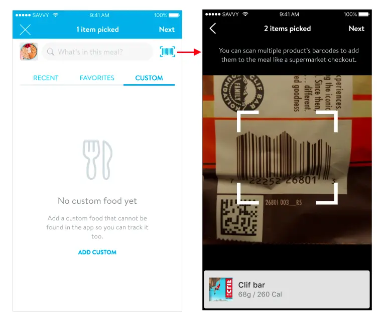 Meal Tracking 4 barcode semper stronger